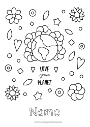 Colouring to customise Easy Colouring Pages Earth Earth Day