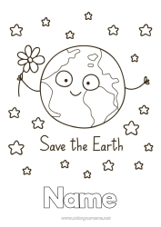 Colouring to customise Flowers Geography Space Planets And Solar System Stars Earth Earth Day Astronomy