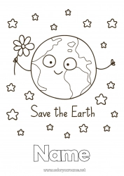 Free coloring Flowers Geography Space Planets and solar system Stars Earth Earth Day Astronomy