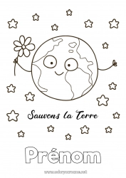 Coloriage gratuit Fleurs Géographie Espace Planètes et système solaire Étoiles Terre Jour de la Terre Astronomie