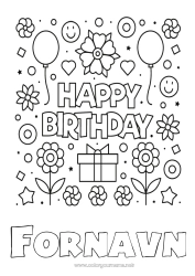 Gratis tegning Blomster Fødselsdag Nem farvelægning
