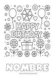 Colorear gratis Flores Cumpleaños Dibujos fáciles para colorear