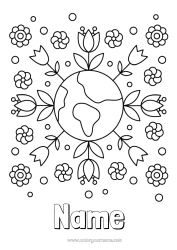 Free colouring Flowers Earth Earth Day