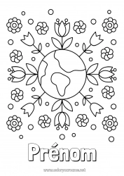 Coloriage gratuit Fleurs Terre Jour de la Terre