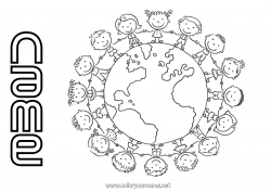 Free coloring Child Children's activities Geography Earth Earth Day World Map