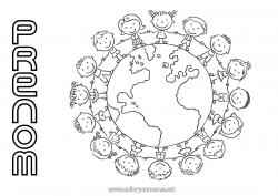 Coloriage gratuit Enfant Activités enfants Géographie Terre Jour de la Terre Carte du monde