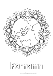 Gratis färgläggning Blommor Geografi Jord Jordens dag