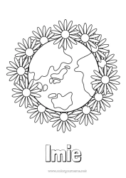 Kolorowanka za darmo Kwiaty Geografia Ziemia Dzień Ziemi