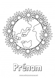 Coloriage gratuit Fleurs Géographie Terre Jour de la Terre