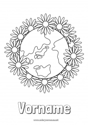 Kostenlose Malvorlage Blumen Geografie Erde Tag der Erde