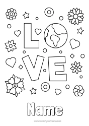 Colouring to customise Flowers "Love" Message Earth Earth Day