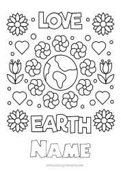 Colouring to customise Flowers Earth Earth Day