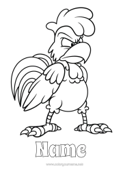 Colouring to customise Animal Rooster Farm Intermediate Colouring Sheets In A Bad Mood. Farm Animals Emotions Anger