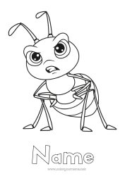 Colouring to customise Animal Ant Insects In A Bad Mood. Emotions Anger