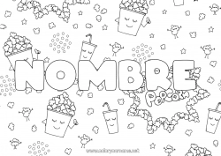 Dibujo libre Alimento Nombre decorado Cine Palomitas de maíz Bebidas Soda Golosinas