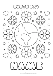 Free colouring Flowers Easy colouring pages Earth Earth Day