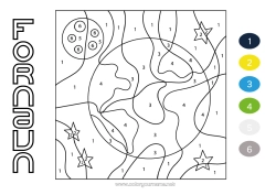 Gratis fargelegging Tall Magiske fargelegginger Barnaktiviteter Rom Planeter og solsystemet Jord Jordens dag Astronomi
