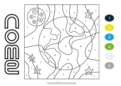 Colorare per personalizzare Numero Colorare per numeri Attività per Bambini Spazio Pianeti e sistema solare Terra Giorno della Terra Astronomia