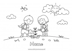 Disegno gratuito Primavera Ecologia Bambino Attività per Bambini Albero Giorno della Terra