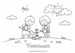 Gratis tekening Lente Ecologie Kind Activiteiten voor Kinderen Boom Aarde Dag