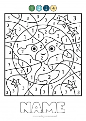 Free drawing Number Coloring by numbers Children's activities Space Planets and solar system Earth Earth Day Astronomy