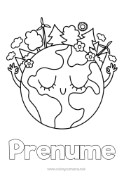 Pagină de colorat gratuită Drăguț Drăguț Ecologie Activități pentru copii Pământ Ziua Pământului