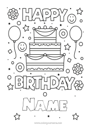 Free colouring Cake Birthday Easy colouring pages
