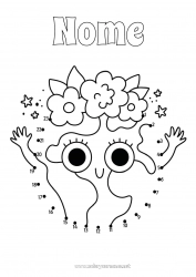 Desenho grátis Fofo Kawaii Ecologia Atividades para Crianças Ligando os Pontos Terra Dia da Terra Ligue os Números