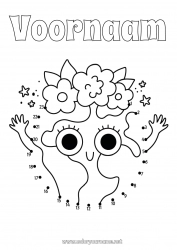 Gratis tekening Schattig Kawaii Ecologie Activiteiten voor Kinderen Van punt naar punt Aarde Aarde Dag Verbind de Getallen