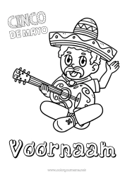 Gratis tekening Opa Muziek Mexico Cinco de Mayo Muziekfestival Sombrero