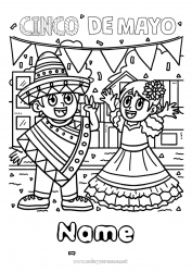 Free coloring Music Mexico Cinco de Mayo World Music Day Sombrero