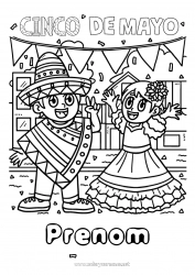 Coloriage gratuit Musique Mexique Cinco de Mayo Fête de la musique Sombrero