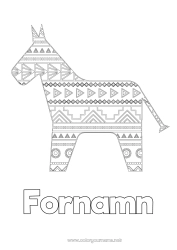 Gratis färgläggning Häst Djur Mexiko Mellannivå färgläggningar Gårdsdjur Cinco de Mayo Piñata åsna Sverige Dalahäst