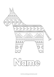 Colouring to customise Horse Animal Mexico Intermediate Colouring Sheets Farm Animals Fifth Of May Piñata Donkey Sweden Dalahäst