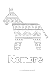 Colorear para personalizar Caballo Animales México Dibujos intermedios para colorear Animales de granja Cinco de Mayo Piñata Burro Suecia Caballo de Dalarna