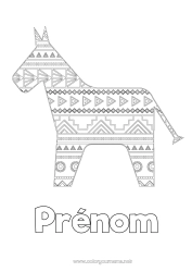 Dessin gratuit Cheval Animal Mexique Coloriages intermédiaires Animaux de la ferme Cinco de Mayo Piñata âne Suède Cheval de Dalécarlie