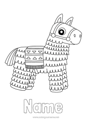 Colouring to customise Horse Animal Mexico Easy Colouring Pages Farm Animals Fifth Of May Piñata