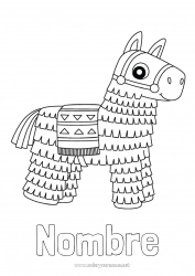 Colorear para personalizar Caballo Animales México Dibujos fáciles para colorear Animales de granja Cinco de Mayo Piñata