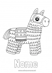 Disegno gratuito Cavallo Animale Messico Disegni da colorare facili Animali da fattoria Cinco de Mayo Piñata