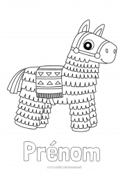 Coloriage à personnaliser Cheval Mexique Coloriages faciles Animaux de la ferme Cinco de Mayo Piñata