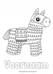 Gratis kleurplaat Paard Dier Mexico Eenvoudige kleurplaten Boerderijdieren Cinco de Mayo Piñata
