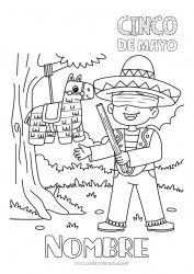 Colorear para personalizar México Cinco de Mayo Piñata Sombrero