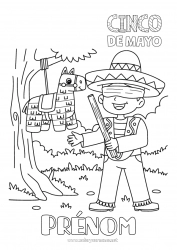 Coloriage gratuit Mexique Cinco de Mayo Piñata Sombrero