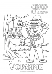 Kostenlose Malvorlage Mexiko Cinco de Mayo Piñata Sombrero