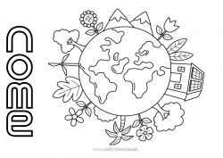 Desenho para personalizar Ecologia Planetas e sistema solar Colorações Intermediárias Terra Dia da Terra Astronomia