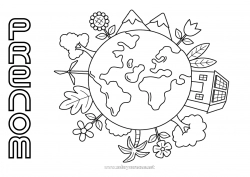 Coloriage à personnaliser écologie Planètes et système solaire Coloriages intermédiaires Terre Jour de la Terre Astronomie