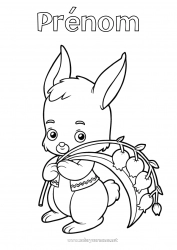 Dessin gratuit Fleurs Printemps Lapin Animal Muguet 1er mai Animaux de la forêt