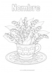 Colorear gratis Flores Primavera Taza Lirio de los valles Bebidas 1 de mayo