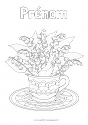 Coloriage gratuit Fleurs Printemps Tasse Muguet Boisson 1er mai