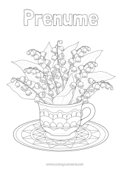 Pagină de colorat personalizată Flori Primăvară Cana Lăcrămioare Băutură 1 Mai